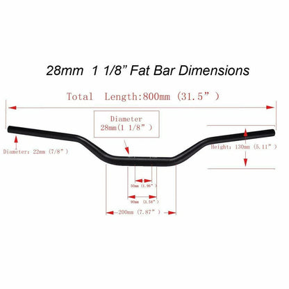 1-1/8" 28mm Fat Bar Handlebar for Kawasaki KX250 KX450 (1985–450)