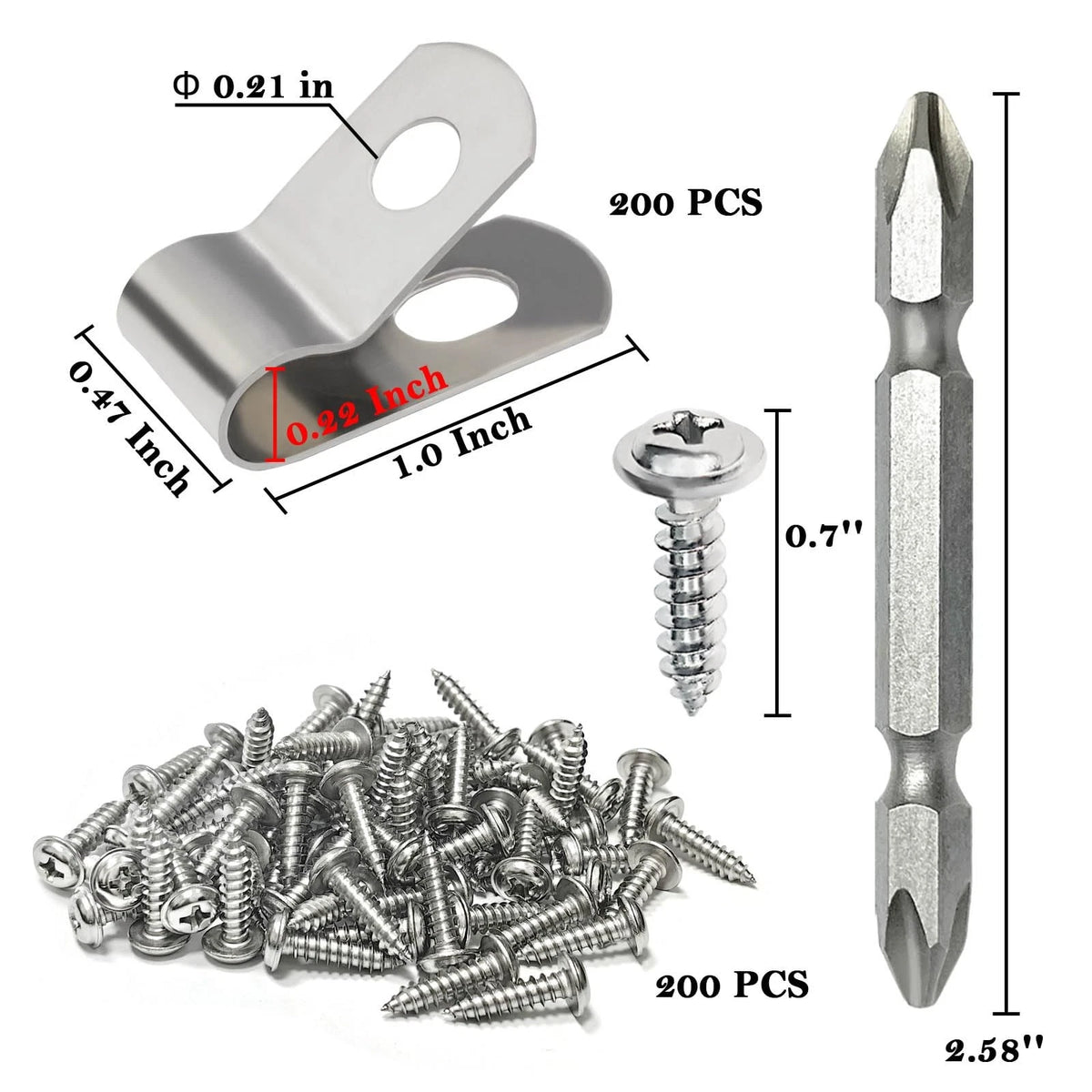 200 Pcs Stainless Steel Fence Wire Clips for 416 Gauge Wire