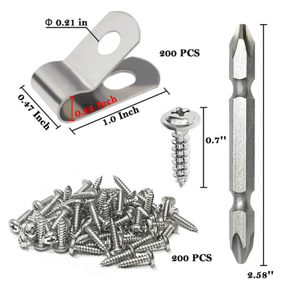 200 Pcs Stainless Steel Fence Wire Clips for 416 Gauge Wire