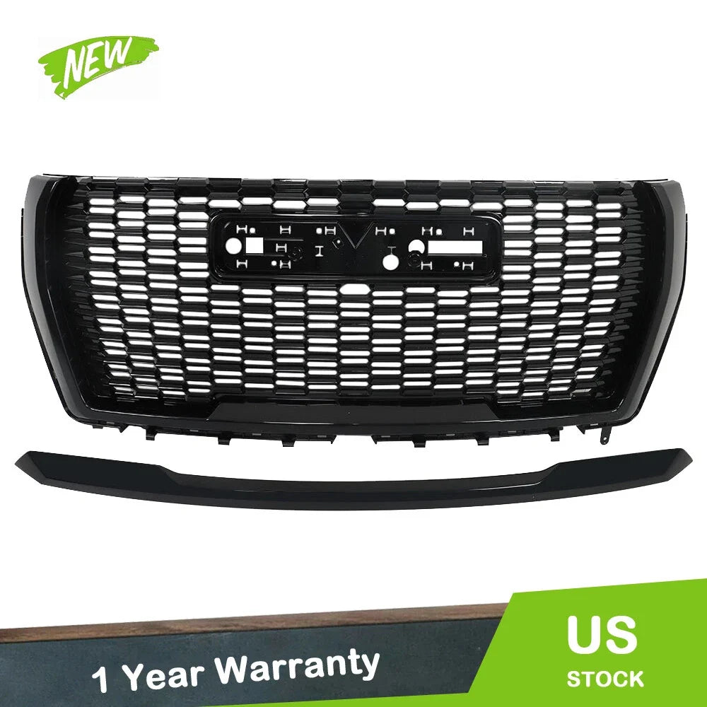 Front Upper Grille Hood Molding for Yukon / Yukon XL (2021–2023) Gloss Black
