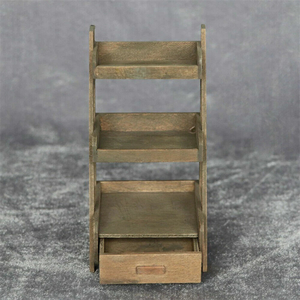 Mini Dollhouse Bonsai Pot Plant Flower 1:12 Model 3-Layer Shelf Rack
