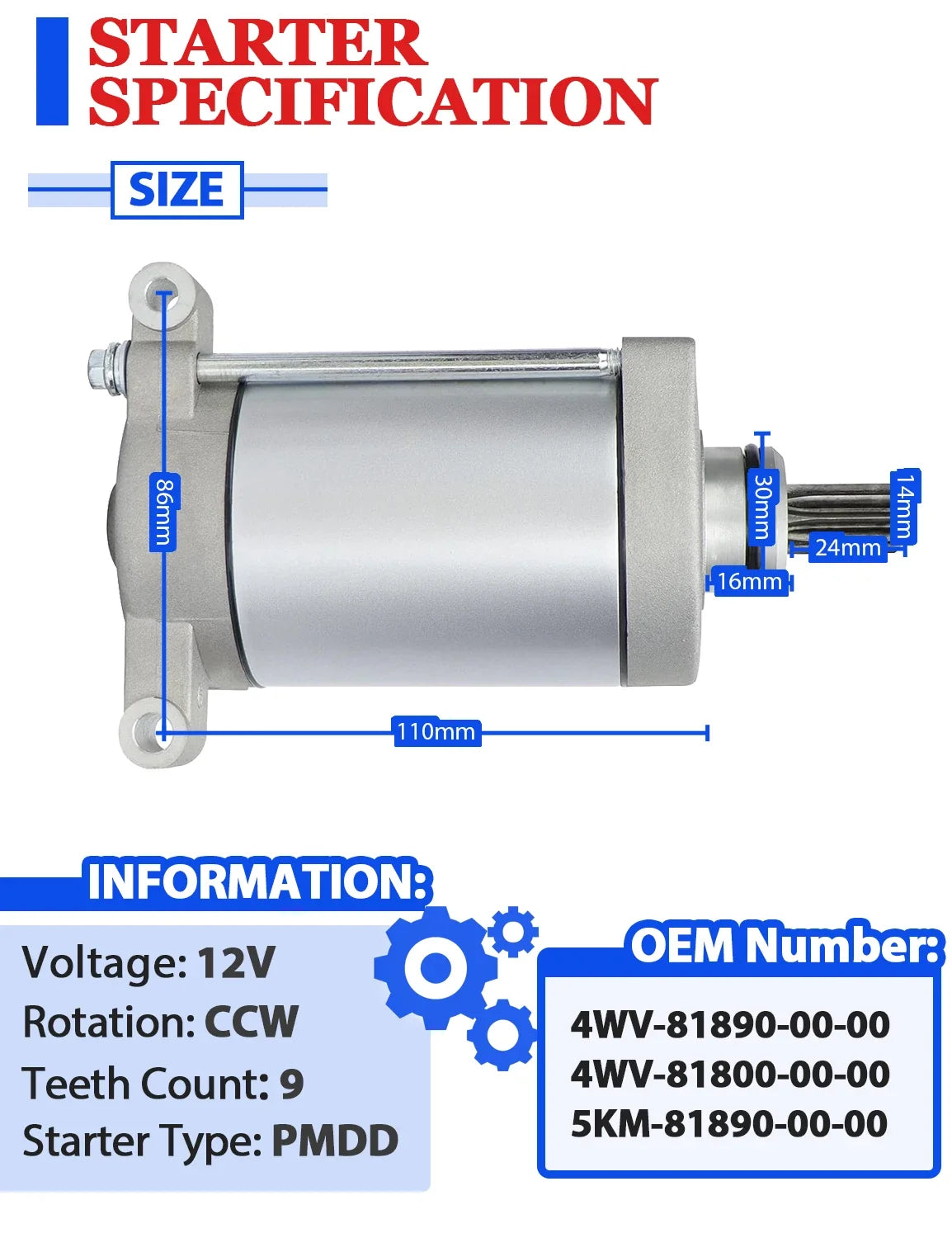 Starter for Yamaha Grizzly 600 YFM600 (1998–2001) with Bendix