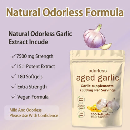 200 Count Aged Garlic Extract Supplement for Health (Pack of 1)