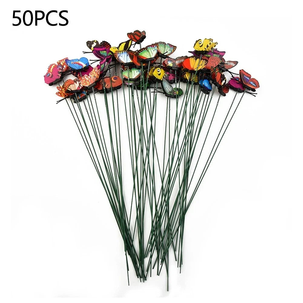 50pcs Waterproof Butterfly Stakes for Garden Display (25cm x 4cm)