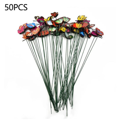 50pcs Waterproof Butterfly Stakes for Garden Display (25cm x 4cm)