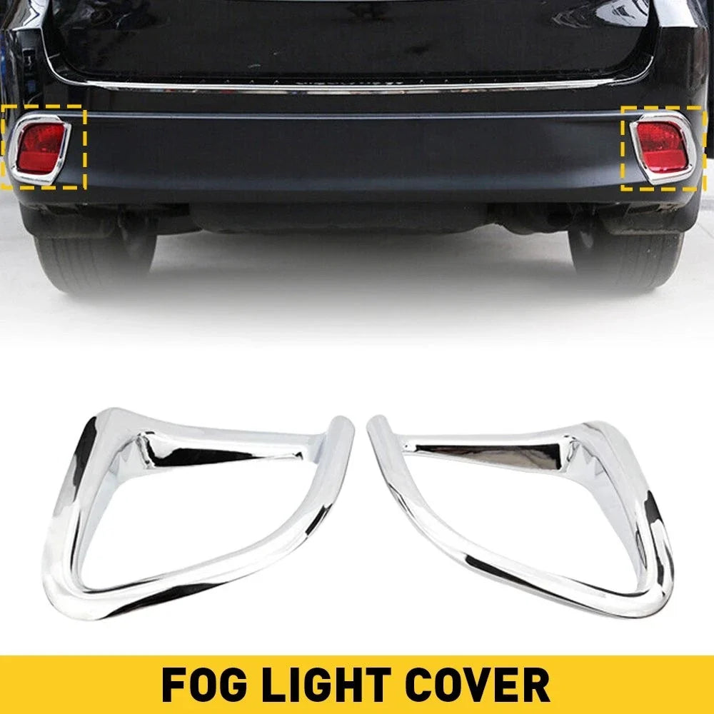 2pc Chrome Rear Fog Lamp Light Cover for Toyota Highlander (2014–2019)