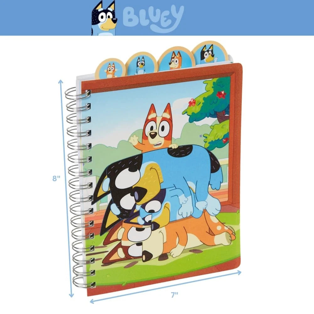Bluey Tab Journal Spiral Notebook Set with Ballpoint Pen and Sticky Tabs