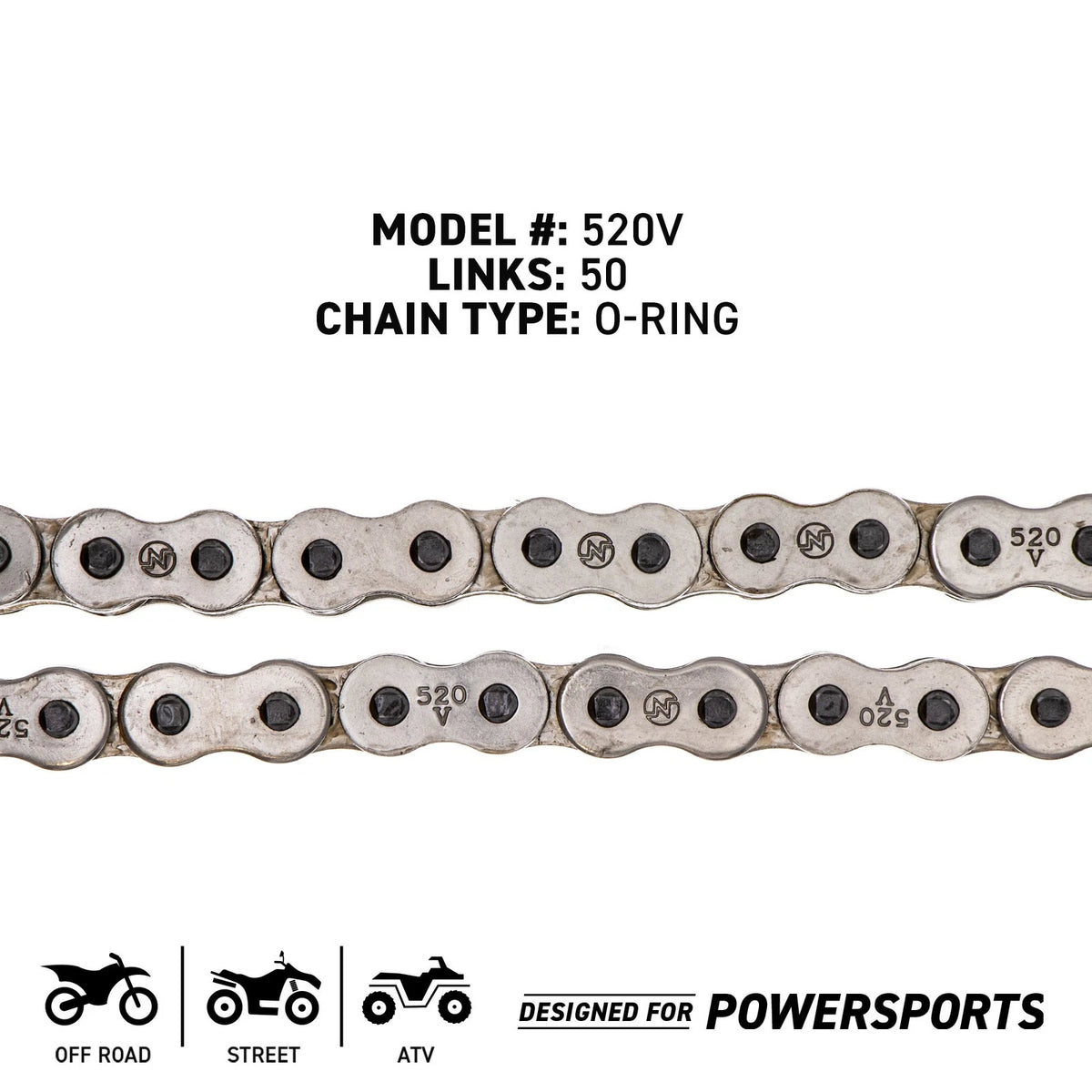 2X NICHE 520 Drive Chain 50 Links O-Ring for Motorcycle (519-CDC2484H, 5373)