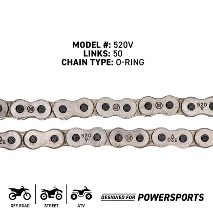 2X NICHE 520 Drive Chain 50 Links O-Ring for Motorcycle (519-CDC2484H, 5373)