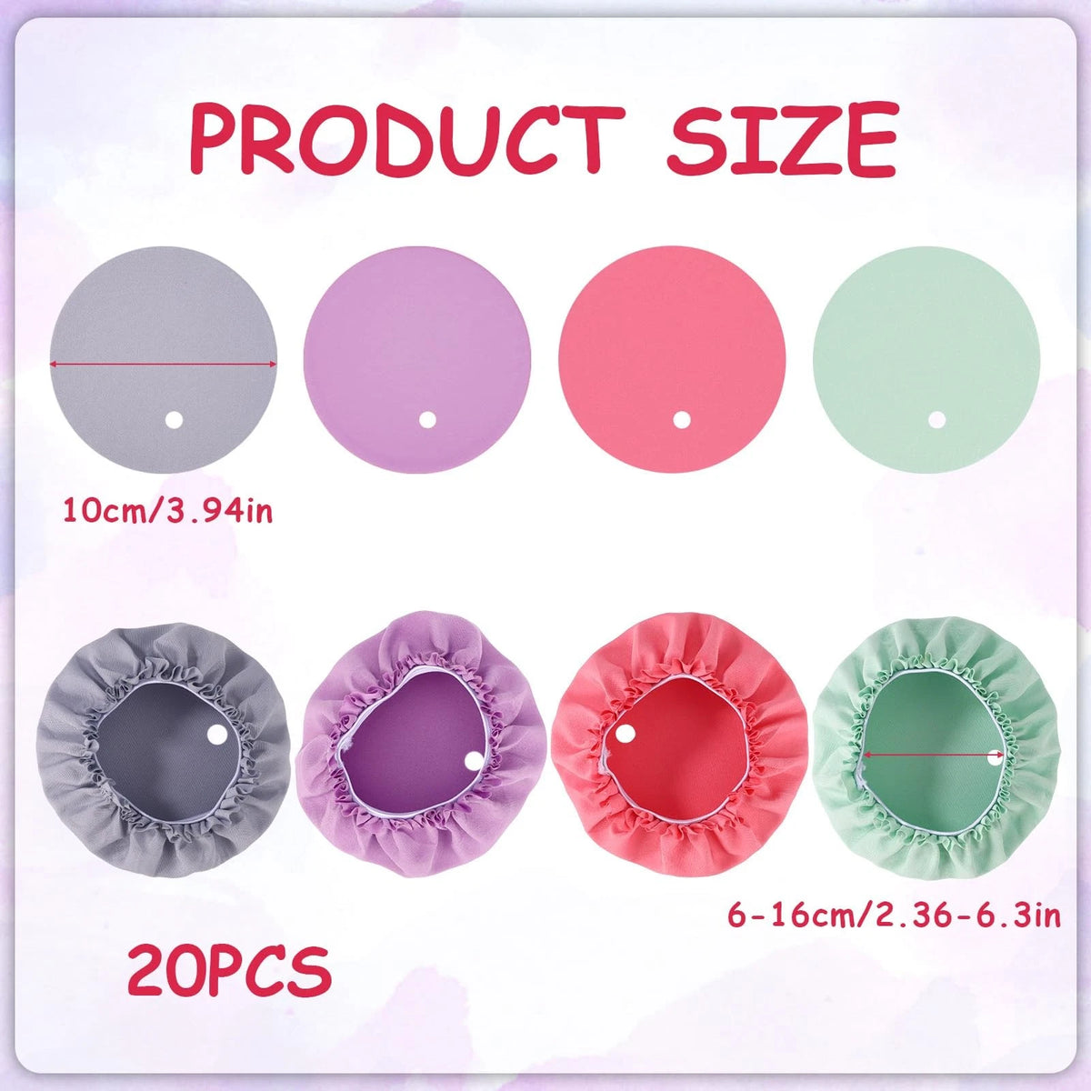 20pcs Reusable Drink Cover Scrunchies for Various Cups (10cm Diameter)