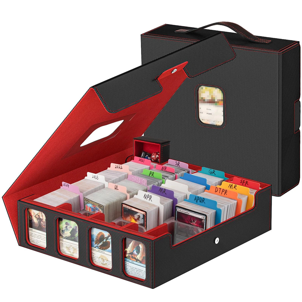 Card Storage Box for Magic: The Gathering Decks (3200+ MTG) - Black & Red