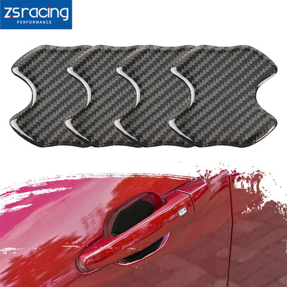 Set of 4 Carbon Fiber Door Handle Protector Film for Cars