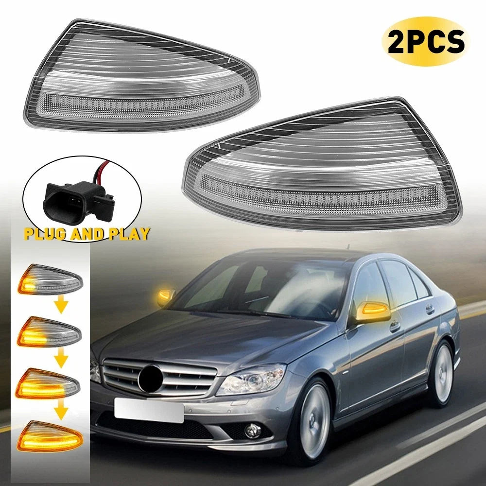 2X Door Mirror Turn Signal Light for Mercedes Benz C180 C250 C300 C350 (2008–2014)