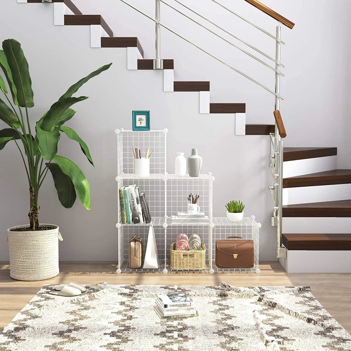 6-Cube Wire Storage Organizer for Modular Shelving Units