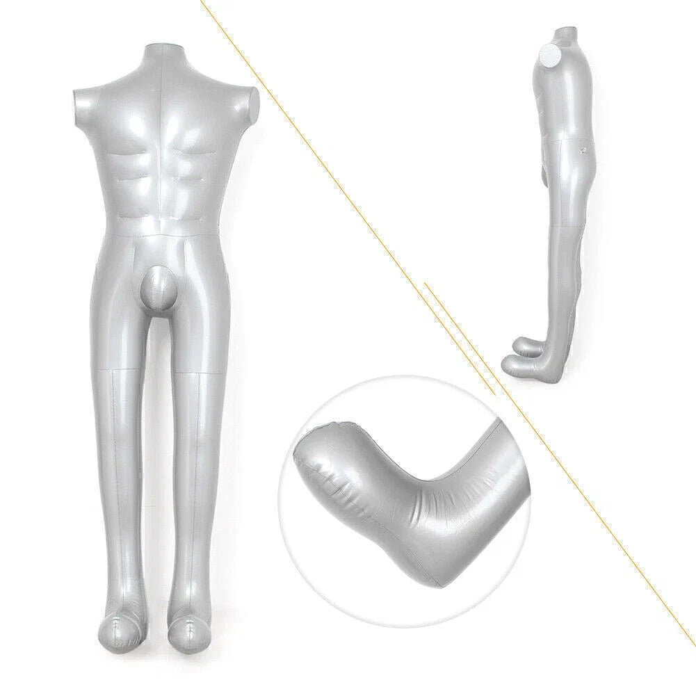 Inflatable Mannequin Torso Dummy Display - Silver Armless Fashion