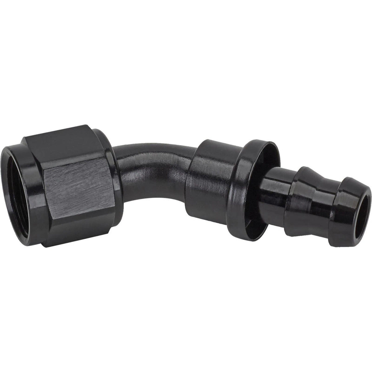 Set of 3 Black Socketless Push-On Hose End Fittings AN8 90° 45° Straight 9100786