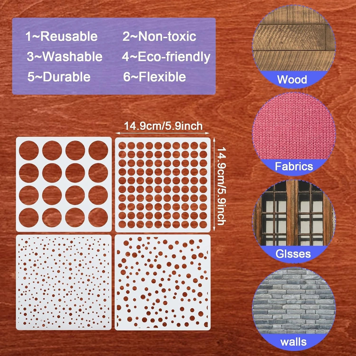 16 Pcs Circle Stencils for Drawing, Round Geometric Shapes
