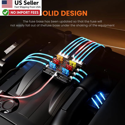6 Circuit Fuse Block for 12V-24V Vehicles with LED Indicator