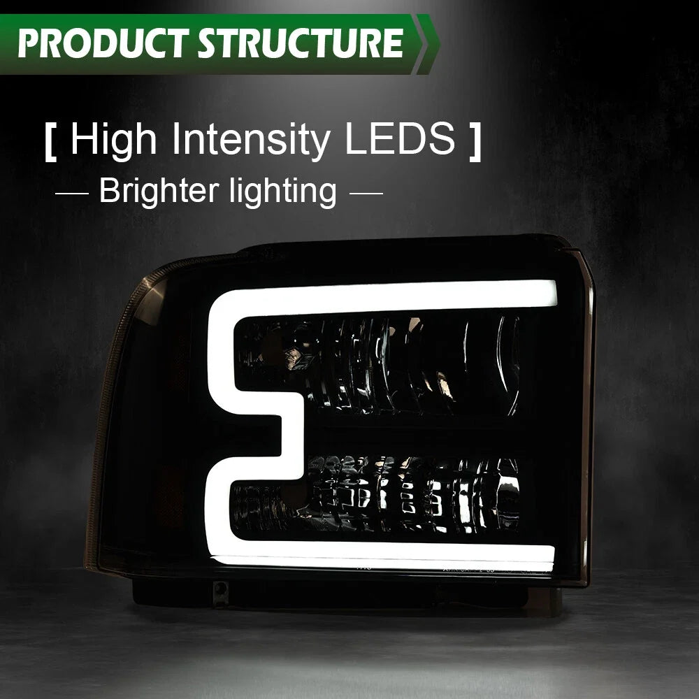 LED DRL Headlights for Ford F250 F350 Super Duty (2005–2007)