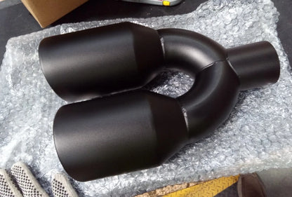 2.5" Quad Dual Wall Staggered 4" Out Bevel Stainless Steel Exhaust Tips