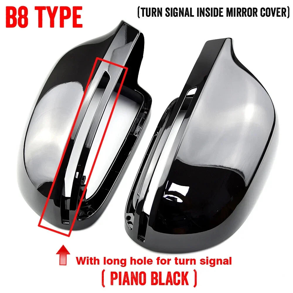 Gloss Black Mirror Cover Cap for Audi A3/S3 8P (2008–2009) w/ Lane Assist