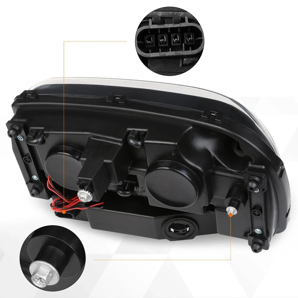 LED DRL Projector Headlight for Chevy Trailblazer (2002–2009) Black Housing