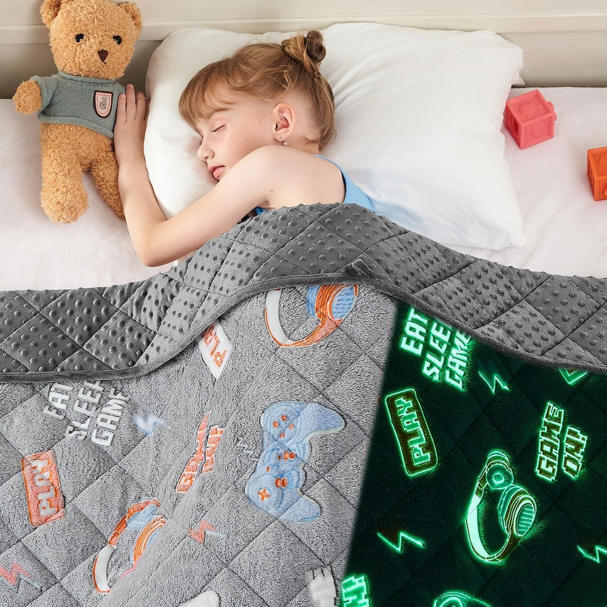 Weighted Blanket 10 Pounds for Gaming (Glow in the Dark)