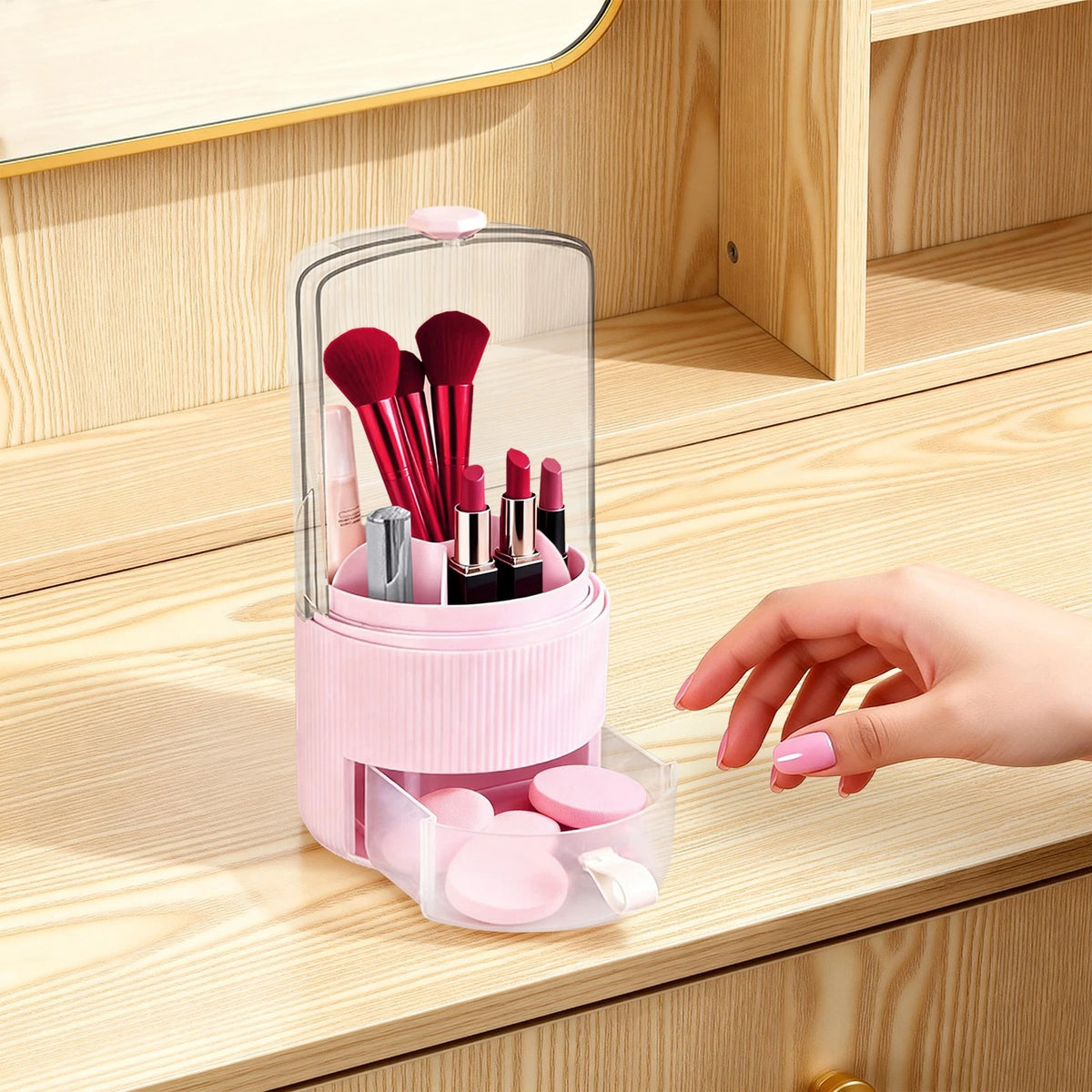 Makeup Brush Storage Organizer with Cover for Cosmetics (5.31 x 11.02 in)