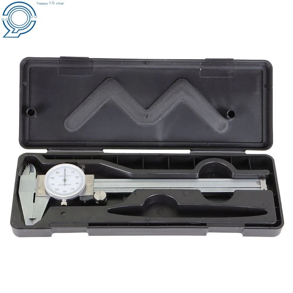 2X Dial Caliper Stainless Steel 6 In Shockproof Gauge 0.001" Accuracy