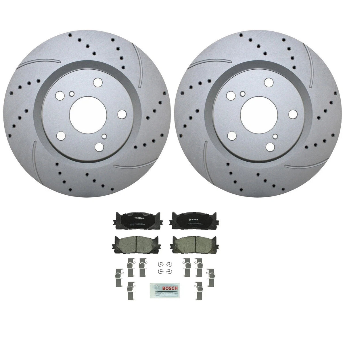 Front Brake Kit 296mm Drilled Rotors & Bosch Pads for ES350 Avalon Camry (2007–2017)