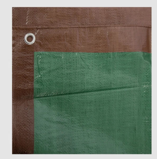 2X 8' x 10' Brown/Turquoise Reversible Tarp for Better Dry Top