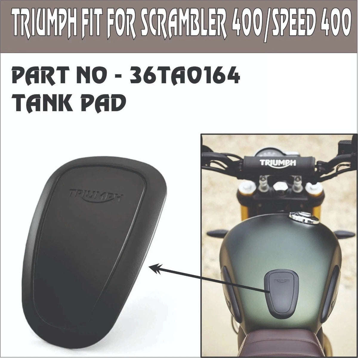 Black Tank Pad for Triumph Scrambler 400x & Speed 400 (36TA0164)