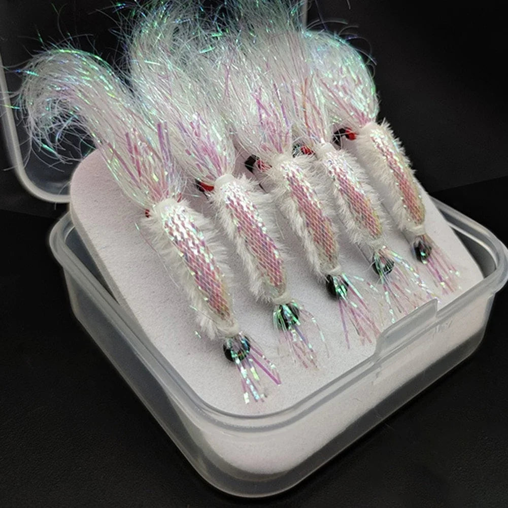 Set of 5 Fly Fishing Hooks with 3D Realistic Eyes (Sizes 4/6/8/10/12/14)