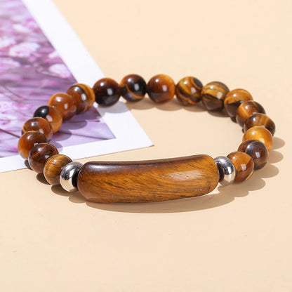 8mm Tiger Eye Stretch Bangle Bracelet - Natural Gemstone Healing Stone
