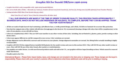 Graphic Decals Stickers for Suzuki DRZ200SE (1996–2009)