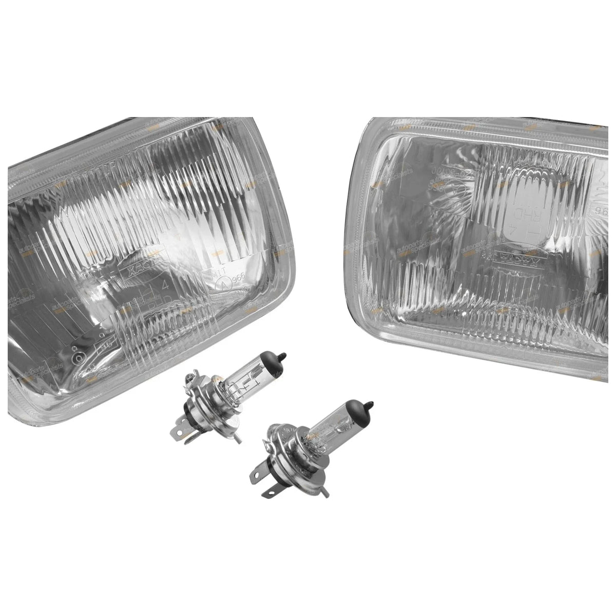 2x LH+RH Headlights with Globe for Nissan Navara/Holden Rodeo (1981 - 1997)