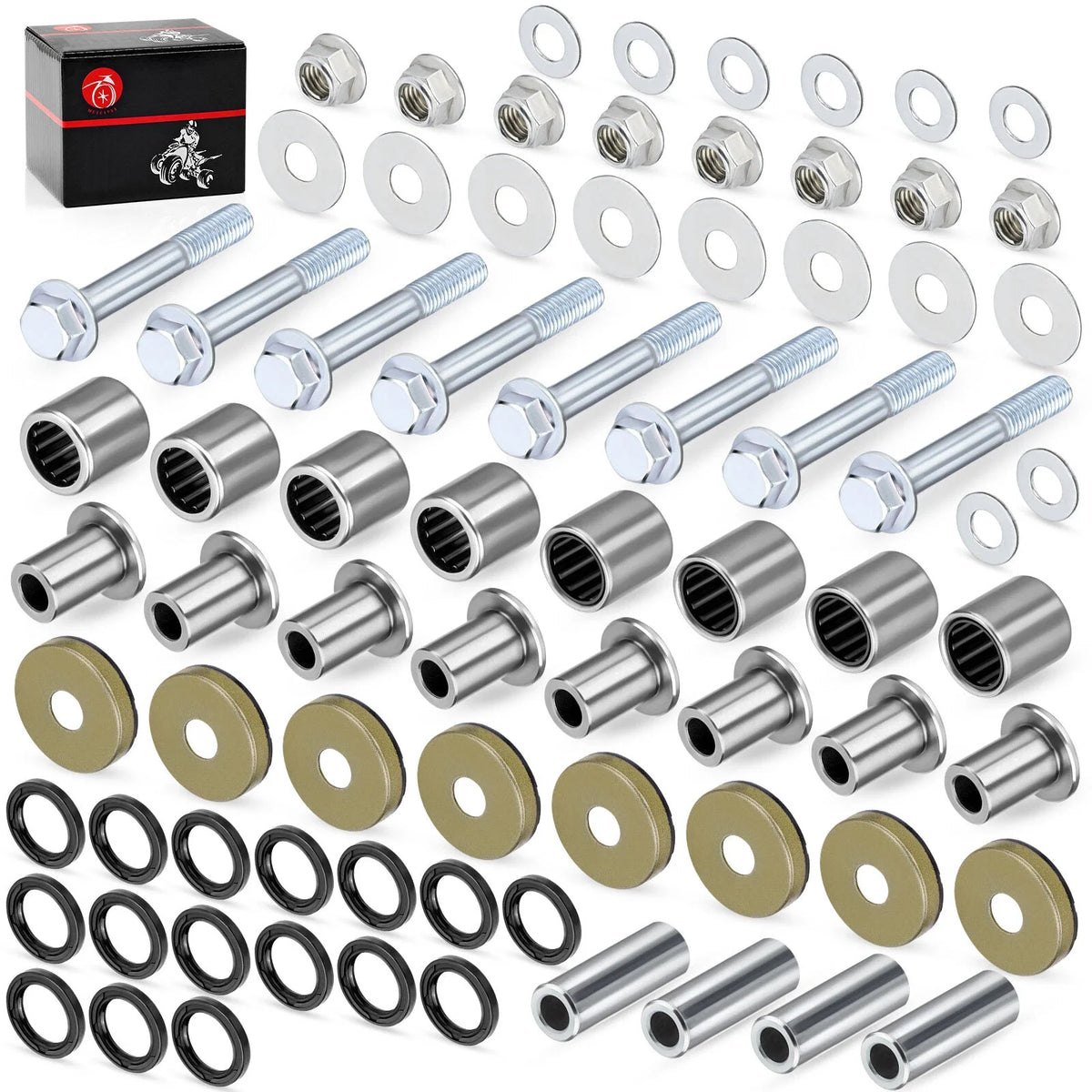 Front Upper + Lower A-Arm Bushing Seal Bolt Kit for Arctic Cat 400 DVX (2004–2008)