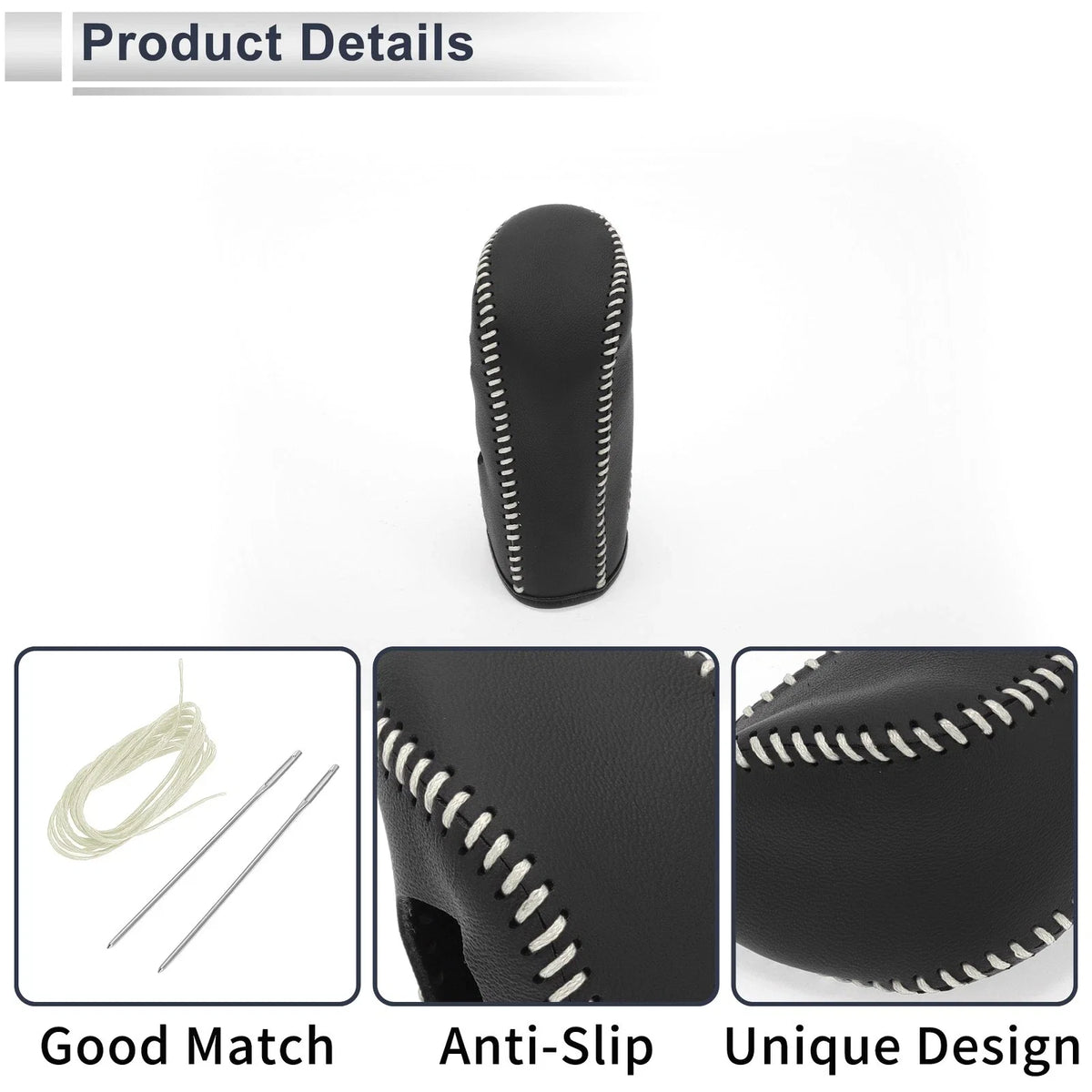 Gear Shift Knob Cover for Nissan Tiida (2004–2012) Black Beige Faux Leather
