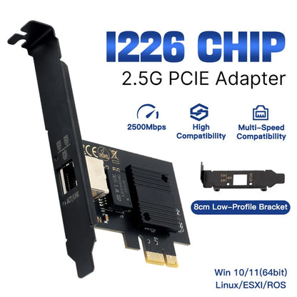 2500Mbps PCIe to RJ45 Ethernet Network Adapter for Desktop