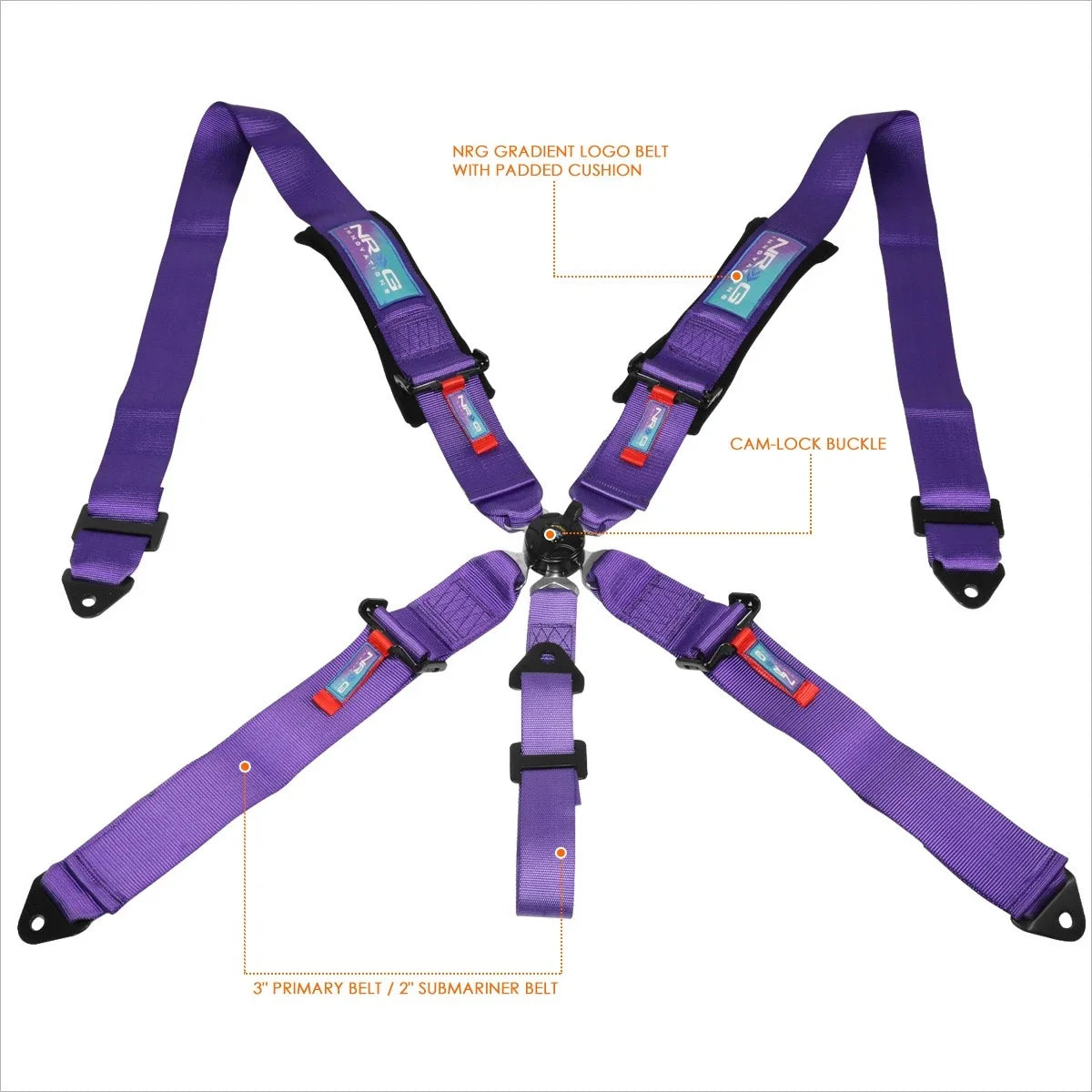 NRG 5-Point Racing Harness Seat Belt for Universal Vehicles (SFI 16.1, Purple)