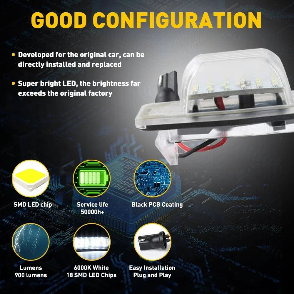 2X LED License Plate Light Tag Lamp for Mazda Miata MX-5 Protege (1999–2005) EXV