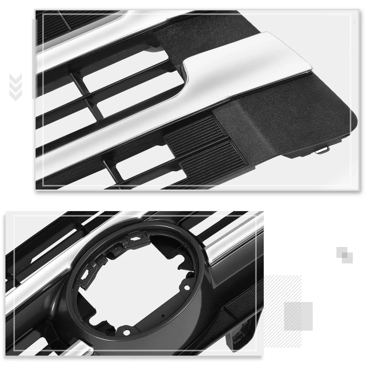 Horizontal Slats Grille with Badge Slot + Chrome Moulding for Toyota Highlander (2017–2018)