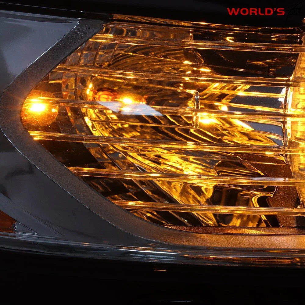 Set of 2 Headlight Assembly Lamps for Ford Fusion (2013–2016) Halogen Amber