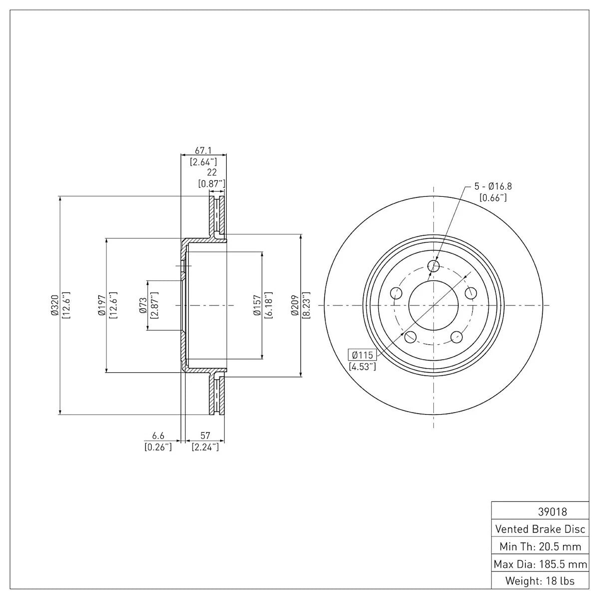 Brake Disc for Dodge (ERE-39018, 4779209AA-4779209AF) AWD RWD