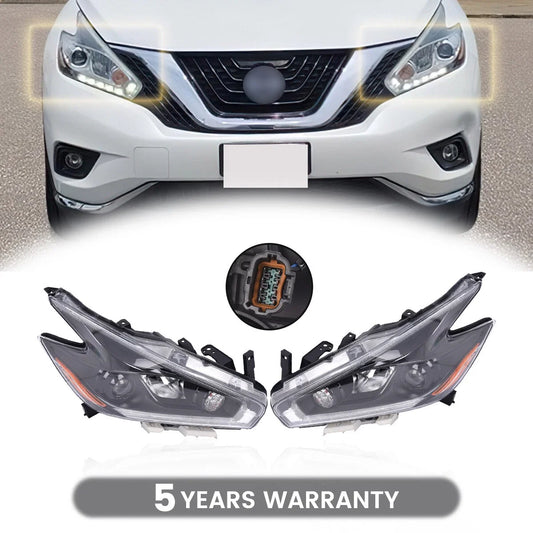 Set of 2 Headlight Assemblies for Nissan Murano (2015–2018)