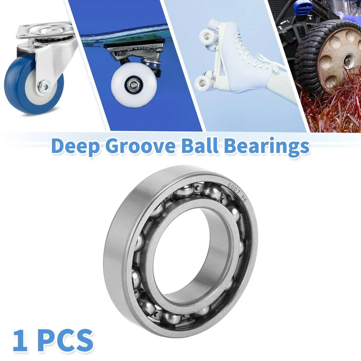 1 Pc 6007 Deep Groove Ball Bearing for Scooter Skateboard Wheel (35x62x14mm)