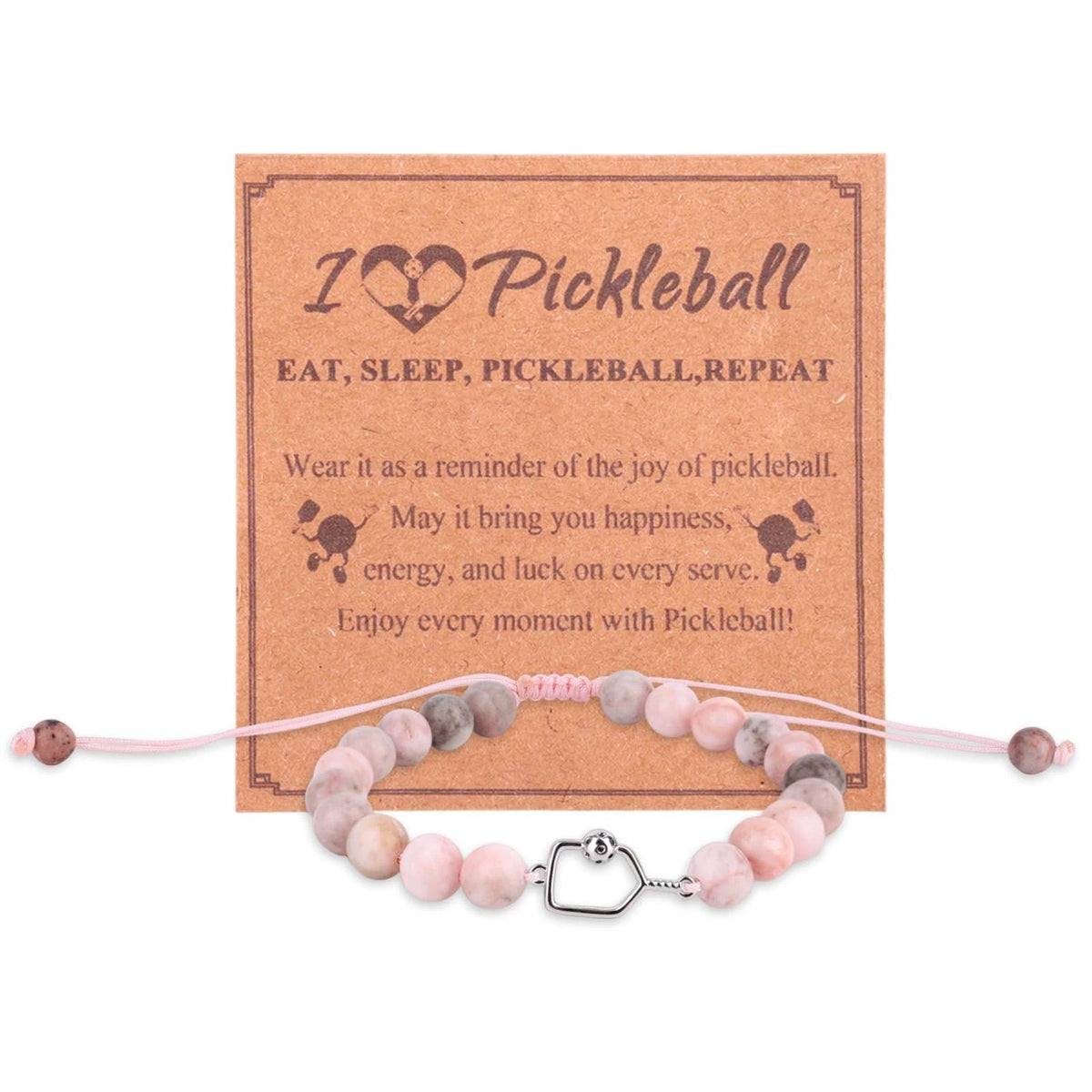 Adjustable Pink Pickleball Bracelet for Women