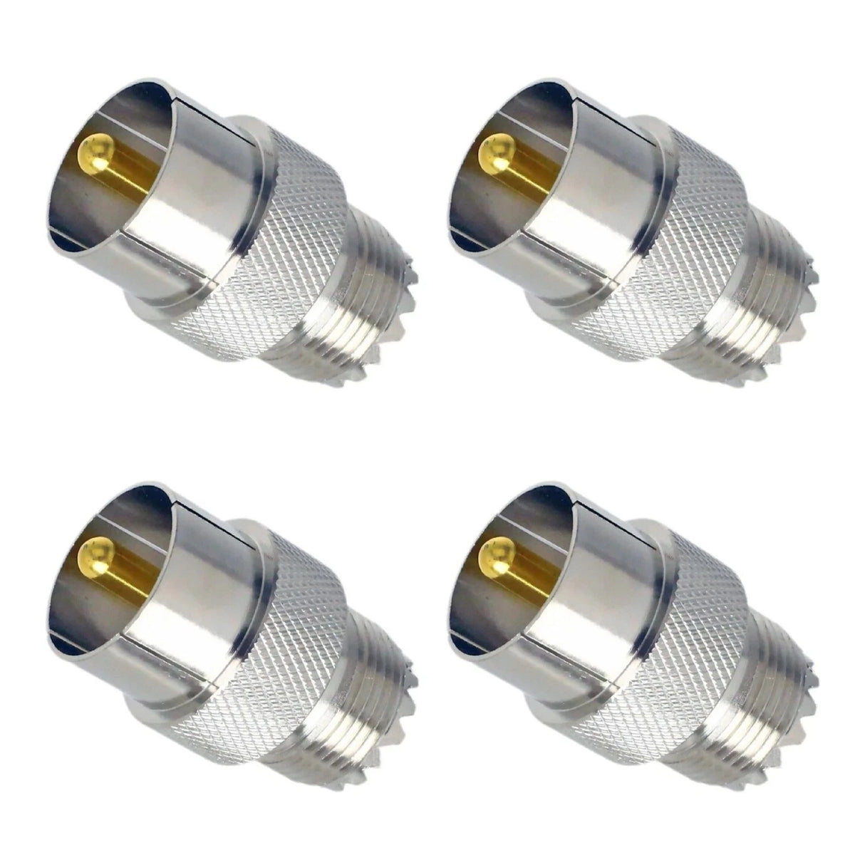 Set of 4 PL259 to SO239 Push On Adapters for Ham Radio Antenna Connector
