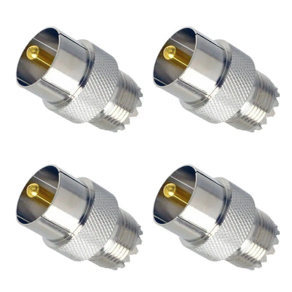 Set of 4 PL259 to SO239 Push On Adapters for Ham Radio Antenna Connector