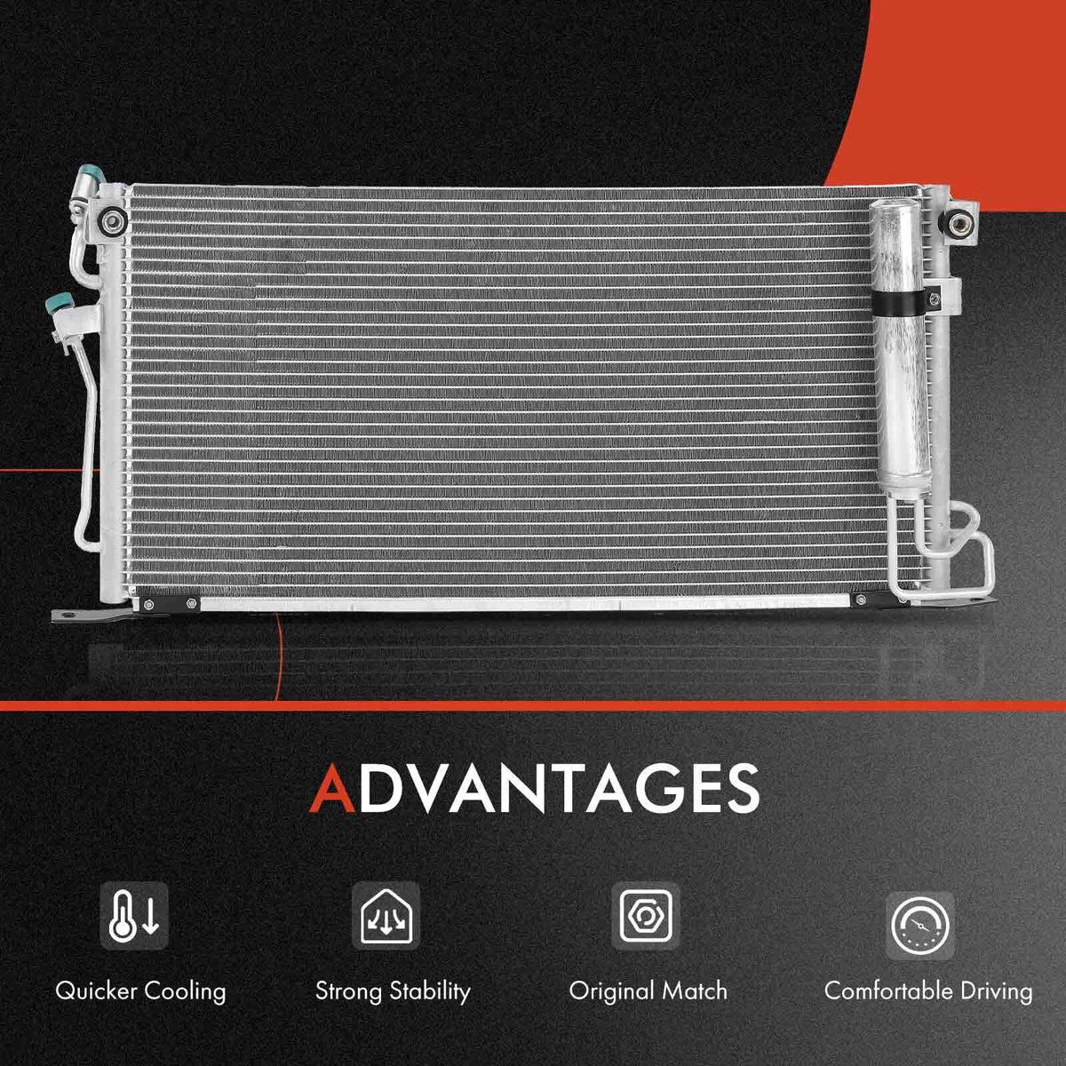 2X Radiator + AC Condenser Cooling Kit for Mitsubishi Lancer (MR571798, MR968857, MR968858, 2448, 3102)